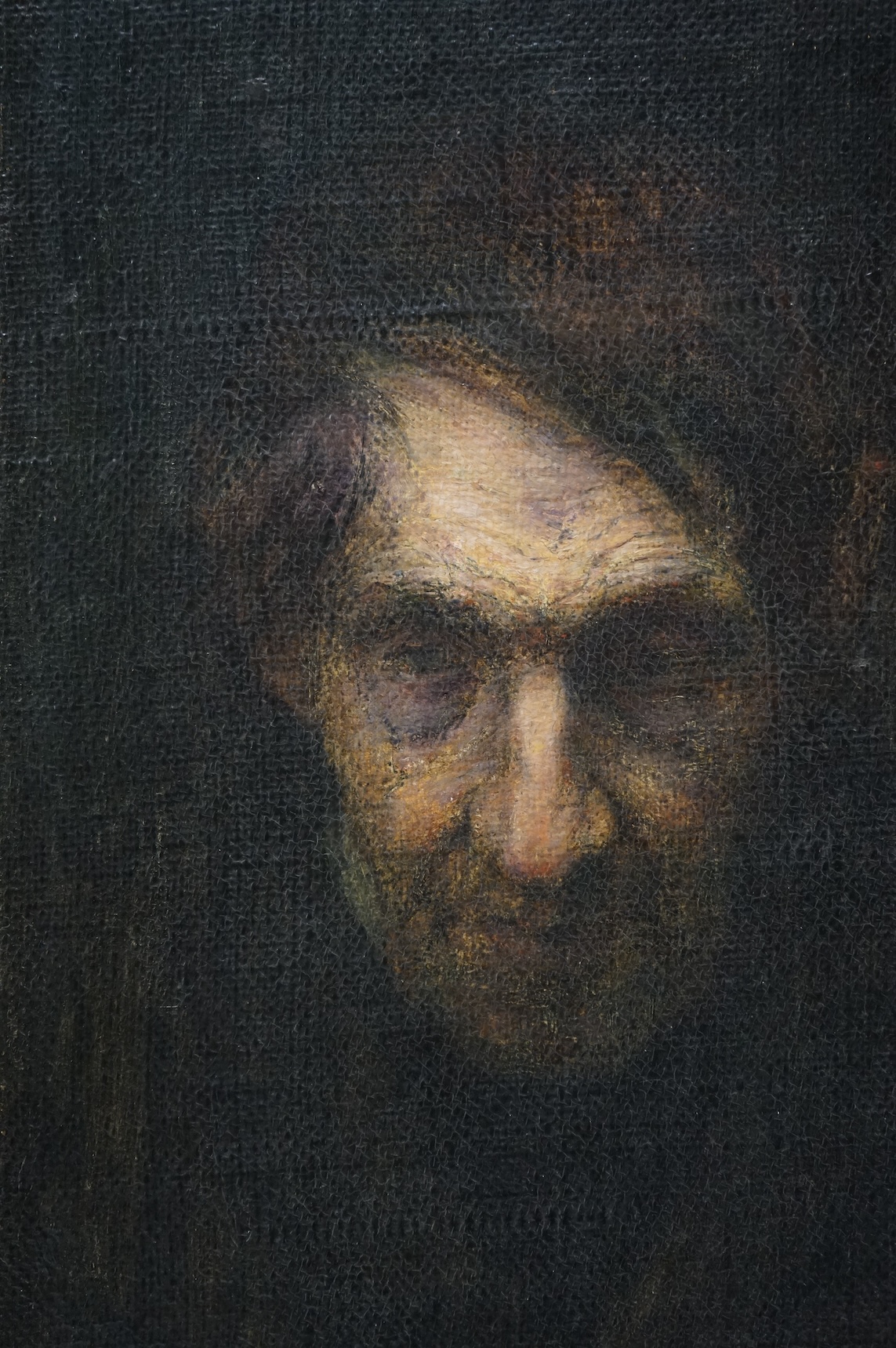 Style of Rembrandt (Dutch, 1606-1669), oil on canvas, Portrait of a gentleman, indistinctly monogrammed upper right, 41 x 29cm, ornate gilt frame